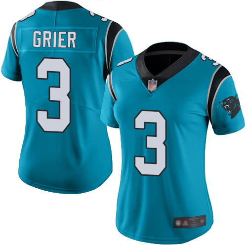 Carolina Panthers Limited Blue Women Will Grier Jersey NFL Football #3 Rush Vapor Untouchable->women nfl jersey->Women Jersey